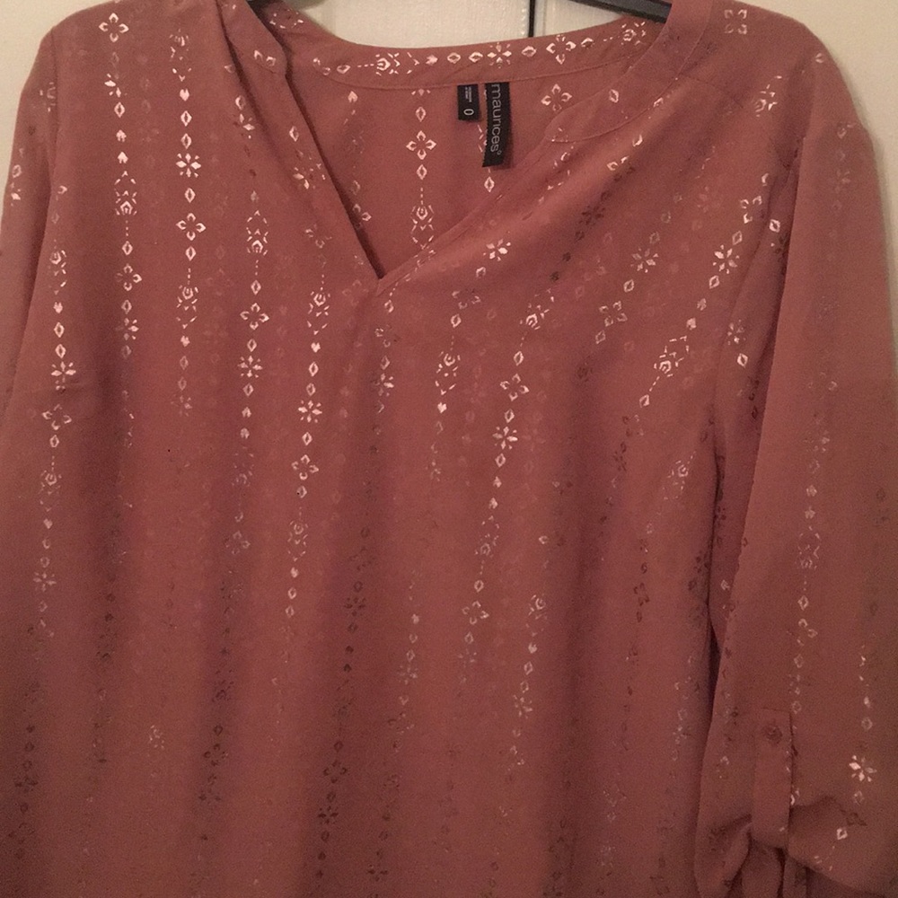Gold and pink three quarters sleeve blouse